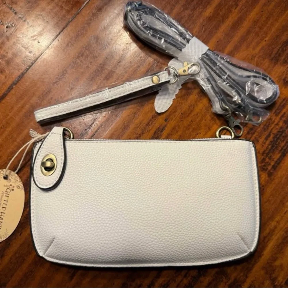 Joy Susan LUX White Leather Cross Body Wristlet Clutch NWT - Picture 1 of 7